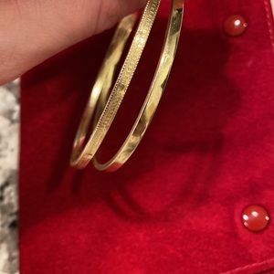 Flat Slip On Bangle Bracelets in 14k Gold - Vintage